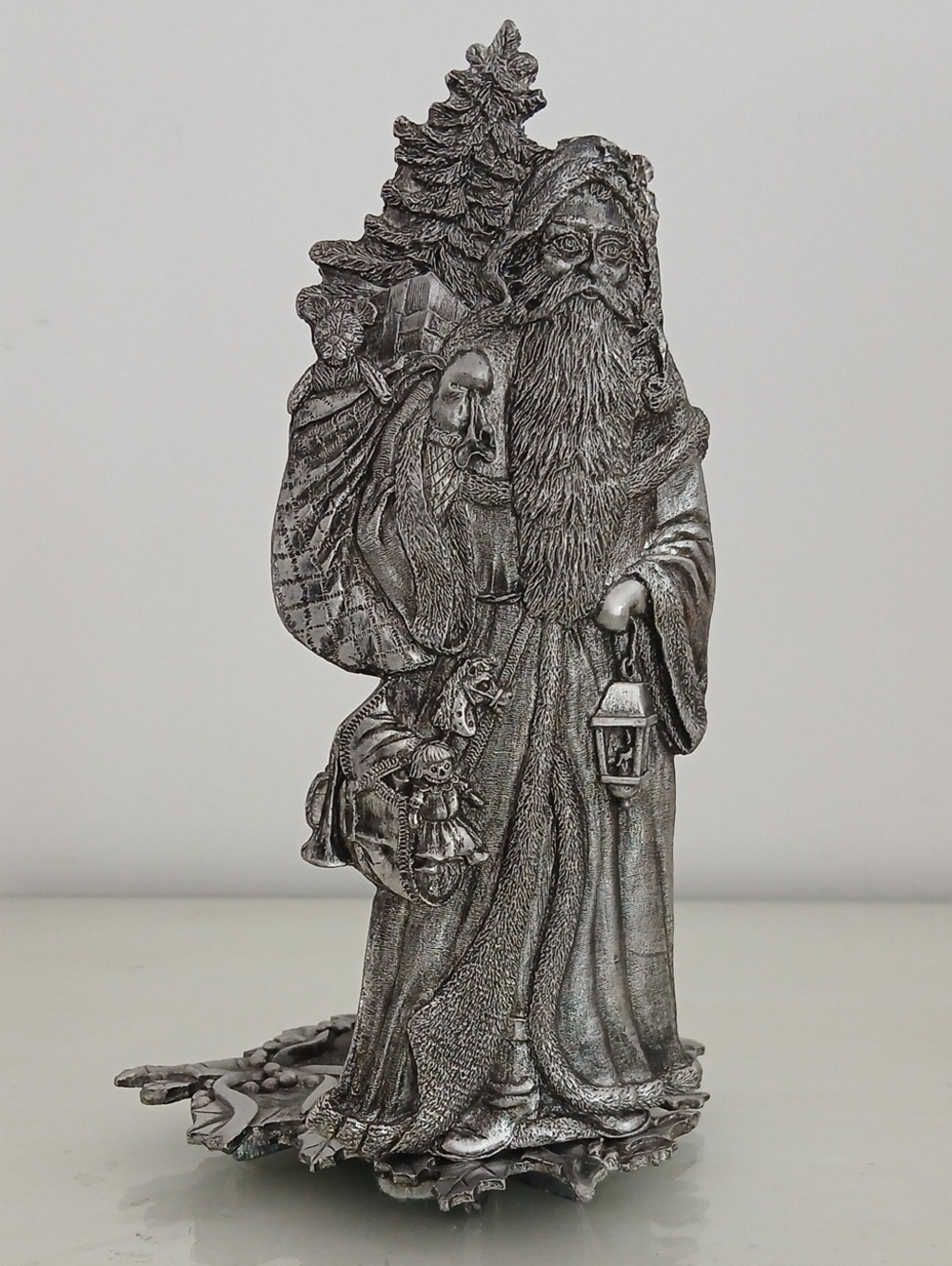 Metzke Pewter OLD WORLD SANTA Father Christmas Taper Candle Holder 8"